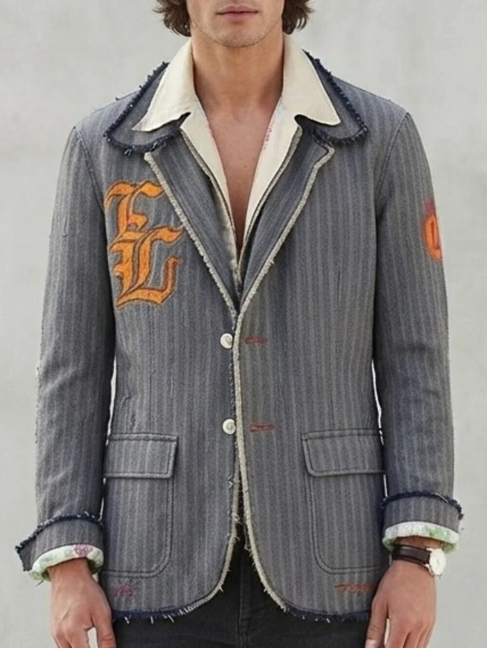English Laundry Men's Graphic Statement Blazer Jacket Grunge Indiesleeze Size L
